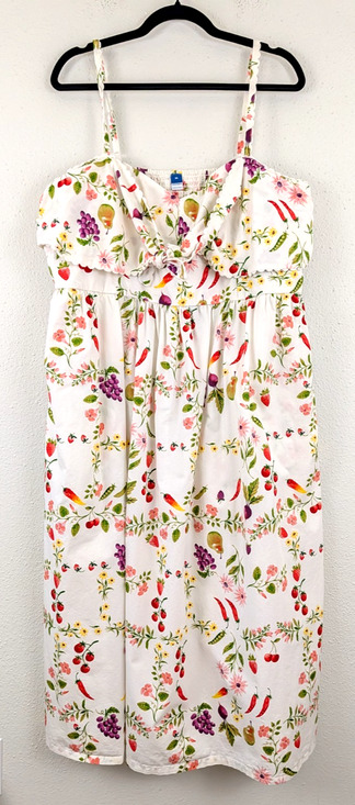 Old Navy Dresses & Skirts - Old Navy sz XL Midi length Dress tank vegetable fruit garden theme cotton 0396